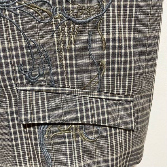 Johnny Max mens vest, grey plaid with embroidered overlay. Working pockets. Med - Picture 2 of 7